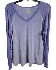 Climate Right Cuddl Duds Womens Purple Long Sleeve Top Fuzzy Plush Sz L (14-16)