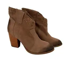 Steve Madden Jessii Suede Brown Leather Heeled Boots Booties Size 8.5