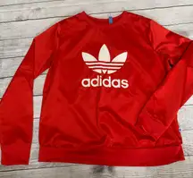 Trefoil Red Satin Crewneck Sweatshirt