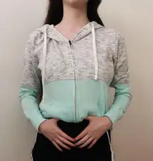 mint and gray zip up jacket