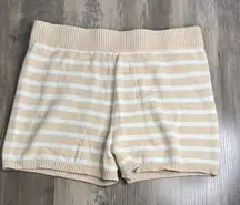 Aerie Tan and White Striped Pajama Shorts