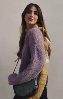 Zara purple and tan textured cardigan size M