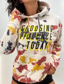Salty Savage Choosing Violence Today Hoodie In Cream/Multicolor Paint Splatter U