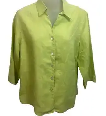 Orvis 100% Linen Button Down Blouse