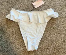 High Waisted Ruffle White Bikini Bottom