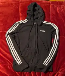 Womens Essentials 3-Stripe Zip Hoodie