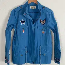 Sheryl Crow Blue Utility Military Jacket Flag Patches USA Star Crest