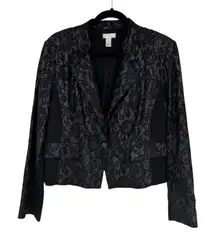 Chico's Lace Blazer Jacket Womens 2 Large Black Whimsigoth Pockets Dark Romantic
