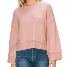 Double Zero Blush Pink Cropped Wide Sleeve Cozy Knit Sweater Women’s Size Small