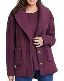 Knox rose burgundy collared shawl neck Sherpa shacket small