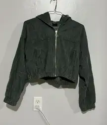 BDG Urban Outfitters Women's Green Corduroy Hooded Crop Jacket Size Medium M