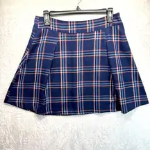 Copper Key Navy Blue Plaid Schoolgirl Pleated Mini Skirt