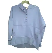 Bucket List Size Small Washed French Terry Hoodie Oversized Light Blue