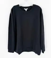 Orvis Black Crew Neck Fleece Lined Modal Pullover Sweatshirt Women's Size Large