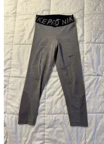 Nike Pro Gray Leggings Black Waist Band Dri-Fit Women's Small