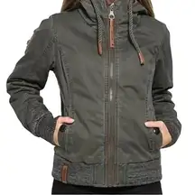 Naketano Brave New World Jacket Bomber Full Zip Hooded 100% Cotton Green Small