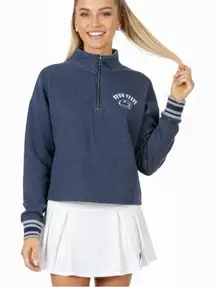 NWT Colosseum Penn State 1/4 Zip Pullover Womens L Navy Blue Cropped Preppy