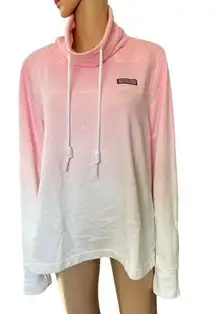 Vineyard Vine Shep Shirt Pink Dip Dye Ombre Long Sleeve Funnel Neck Preppy Top