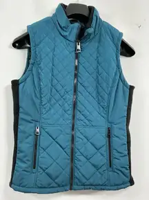 Womans Excellent Condition Andrew Marc Quilted Vest Medium Aqua Full Zip