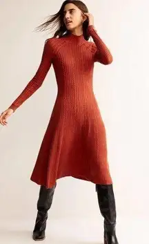 Boden Tessa Cable Knitted Dark Chestnut Orange Long Sleeve Dress Size 2R