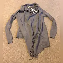 Lovestitch Gray Draped Sweater with Fringe