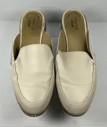 CLARKS COLLECTION Ultimate Comfort Cream Leather Mules Slip-On LF Women Size 7.5