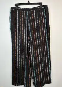 Anthropologie Striped Wide-Leg Linen Blend Pants Size 14 Boho Relaxed Fit
