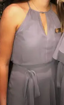 Gray Keyhole Long Formal Dress