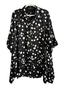 JOIN CLOTHES Women’s Oversized Hi-Low Draped Polka‎ Dots Top Size OS Lagenlook