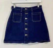 Gap Women’s Button Down Denim Mini Skirt Dark Blue Wash Size 0