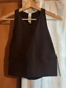 Lululemon Elastic Everlux Shelf Tank Top‎ Logo Espresso Brown / Bone NWT Size 12