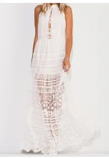 Jen’s Pirate Booty RARE Eclipse White Lace Maxi Halter Dress size large