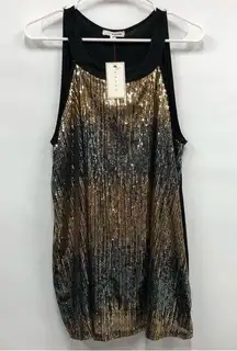 Mauve women’s gold & black sequined top 1x/2x read description