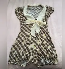 Kimchi Blue Brown and Cream Floral Checkered Romper