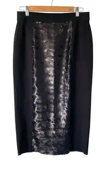 Elie Tahari Black Sequin Front Pencil Straight Skirt size 8
