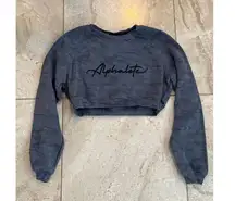 Alphalete camo crop top cutoff sweatshirt large logo size small women's