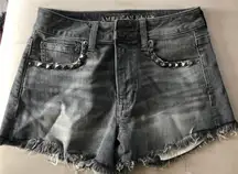 American Eagle Grey Studded Shorts 