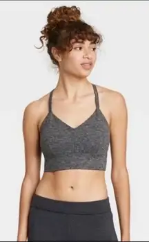 ✨ Charcoal Heather Grey Strappy Longline Brushed Jersey Sports Bra✨