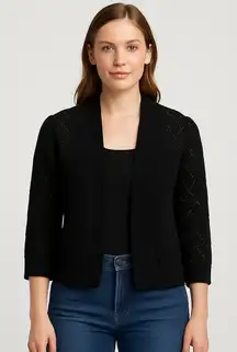 Jones Studio Open‎ Knit Black Cardigan