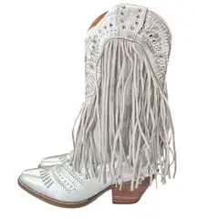 DINGO WOMEN'S GYPSY STUDDED FRINGE TALL WESTERN BOOTS - SNIP TOE size 8.5