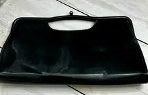 Black Patent Leather Framed Clutch Vintage Classic Elegant 1950s Glamorous