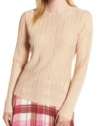 Lewitt women's M sheer knit loop & keyhole long sleeve stretchy scoop neck top
