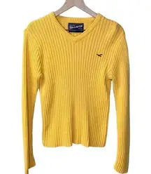 Women’s Vintage 𝅺Y2K Hollister yellow Surf Rib knit sweater