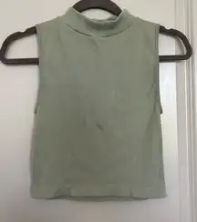 Cotton-On Sleeveless Ribbed Mock Neck Top - Green