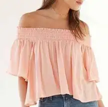 Kimchi Blue Off the Shoulder Smocked Top Blouse Sm