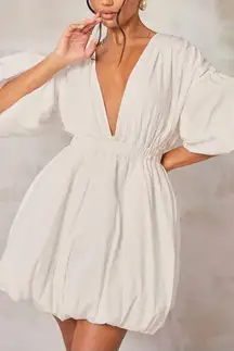 White Puff Sleeve Dress