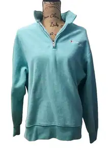 Vtg Champion Women Size‎ M Reverse Weave Quarter Zip Crew Pullover Light Blue