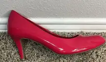 Hot pink round toe pumps, hot pink heels size 8