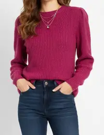 Rebecca Taylor La Via Red Ribbed Peplum Sweater Berry Revolve Size Small