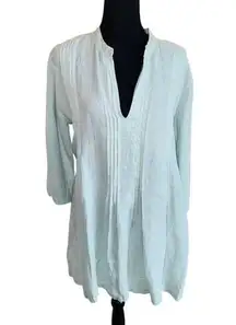 Dolma Oversized Long 100% Linen Tunic Top Blouse Sea Foam Lagenlook Quiet Luxury